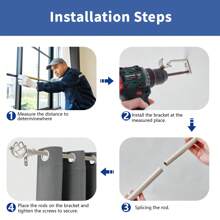 Barra de cortina extra larga, barra de cortina fina de metal para sala de estar, dormitorio, ventanas, 1 paquete de barras de cortina ajustables individuales de 3/4 de pulgada de diámetro con remates en espiral - Champán - Ver 4