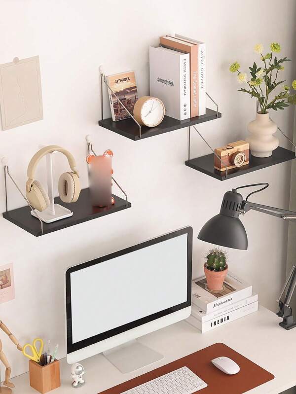 1pc [With Hook Included] Wooden 1-Tier Wall Mount Storage Rack, Home Decor Hanging Organizer For Living Room, Dining Room, Study, For Potted Plants, Decorations, Household Items
