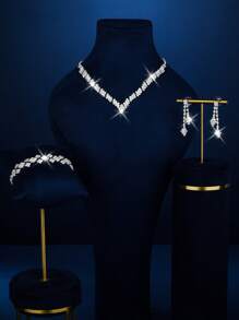 3 Pieces/Set Of Bridal Jewelry Sets, Including Necklaces, Earrings, Bracelets - Suitable For Women's Daily Wear, Weddings, Parties, Etc.