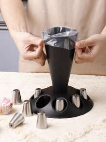 1 pieza Soporte de rack para bolsas de tuberías de varios colores (negro/rojo/gris/azul/todo amarillo), organizador de herramientas de cocina y repostería para boquillas, soporte de exhibición para bolsas de tubería y boquillas