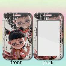1pc Nezha Cartoon Card Holder, Student Flip Cover Bus Card ID Card Protective Case