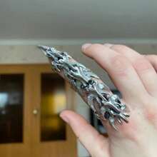 Unusual Large Solid Gothic Steampunk Jointed Skeletal Claw Full Finger Ring - Multicolor - View 5