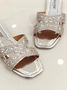 Sandales à enfiler en strass noires REVREAL - Argent - Voir 2