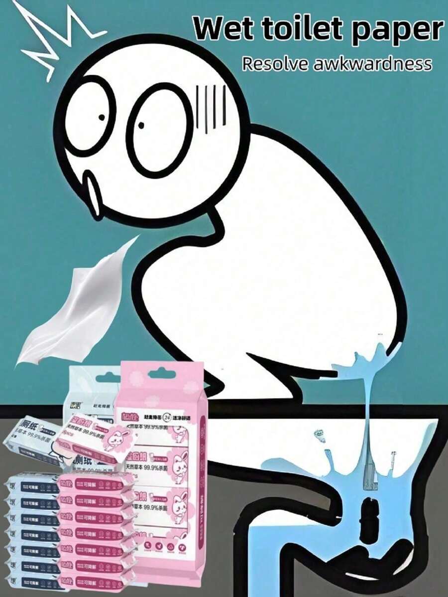 1/2/4/8包迷你湿厕纸便携式冲厕所，用湿巾擦拭臀部，清洁湿巾，男女个人护理 - 快干，柔软卫生 - 非常适合家庭、户外、露营和旅行