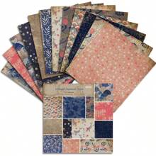 24 Sheets 6"X6" Scrapbook Paper,Vintage Decorative Materials & Supplies,Vintage Japanese Style,Flaxen Geometric Patterns,Peacock Feathers,Nature, Style,Western Wild,DIY Nebulae Scrapbook Card Making For Adults Teens, DIY Craft Background Paper,Junk Journal,Album