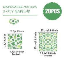 20 件，2025 新款绿色三叶草餐巾，9.84x9.84 英寸 - 婚礼生日花园派对装饰纸巾，适用于餐厅、厨房、咖啡厅装饰 - 綠色 - 查看 2