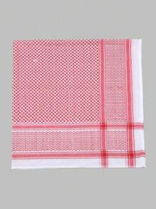 1 件男士 Kaffiyeh 头巾，户外围巾，沙漠方形头巾，防风，男女通用 - 紅白色 - 查看 5