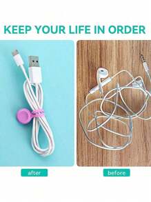 Magnetic Cord Ties Silicone Magnetic Cable Organizer Clips Adjustable Cord Management Straps For Headphones, USB Wires - Multicolor Cable Ties Without Battery - Reusable Silicone Cable Organizers For Bundling And Organizing Wires, Holding Stuff, And Fridge Magnets - Multicolor - View 3