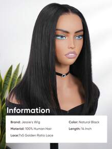 Jessie's Wig 无胶直发波波头假发 7x5 蕾丝前假发 真人发丝 预先拔毛 隐形结 3S 预剪裁 即戴波波头假发 180% 密度 8-14 英寸 - SNatural - 查看 2