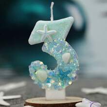 1pc Ocean Beach Starfish Theme Creative Number 0-9 Candle, Suitable For Birthday Party Cake Decoration, Atmosphere Creation, Birthday Baking Plug-In, Suitable For Wedding Anniversary Party Celebration, Children Adult Gift, Graduation Ceremony Gift - Ocean Beach Starfish - View 7