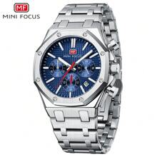 1 件装男士运动石英表多功能小表盘日历夜光指针不锈钢表带商务休闲男士手表礼物 - 均碼 - 查看 12