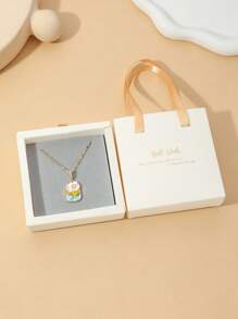 1pc Fashion Oil Drip Sunflower Copper Pendant Necklace For Women, Comes In Gray Or Black Gift Box - Multicolor - View 8