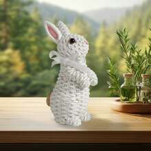 Easter Bunny Ornaments With Bow Funny Rabbit Desktop Decoration For Table Bookshelf Home Party