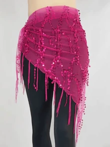 1 件装女士肚皮舞腰链，初学者硬币流苏腰巾，闪亮腰带，腰带