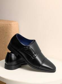 Zapatos de Vestir para Hombre de Loafer con Correa de Monje y Deslizantes - Negro - Ver 7