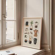 Tranh treo tường phong cách tối giản về biểu đồ cà phê, tranh trang trí quầy cà phê, tranh canvas kiểu cổ điển, thích hợp để trang trí nhà bếp, quầy bar, phòng khách, quà tặng cho người yêu cà phê và barista, có khung hoặc không khung. - Nhiều màu - Xem 3