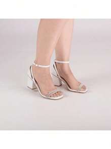 Women's Sandals, Block Heel, Comfortable - Blanco - Ver 3