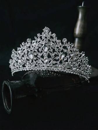 1pc Women Shiny Silver Multi-Function Plain Casual Crowns, Princess Bridal Headpiece For Wedding Photography, Elegant High-Grade Crown Hairband For Birthday, Spring/Summer/Autumn/Winter