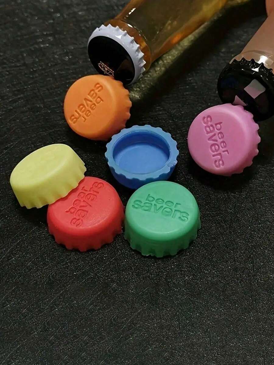 1/6/18/60pcs Random Color Silicone Beer Bottle Fresh-Keeping Cap, Soda Fresh-Keeping Cap, Silicone Bottle Cap Sealing Cap, Edible Material