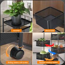 360° Rotating Kitchen Storage Organizer - 6-Tier Heavy Duty Metal Shelves With Lockable Wheels | Space Saving Food Storage Tower For Fruits, Vegetables, Onions, Potatoes | No Assembly Required (Black) - Black - View 5