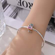 1 Piece Silver Plated Time Travel Camera Vintage Pocket Watch Telephone Time Gate Sweet Pink Robot Small Rocket Bead Pendant Suitable For DIY Jewelry Making Original Bracelet Necklace Beads Women's Jewelry Birthday Gift Valentine's Day Memorial Gift