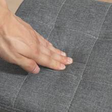 HOMCOM Modern Tufted Footstool, Fabric Foot Stool With Rubber Wood Legs, Padded Seat, For Living Room, Bedroom, Entryway, Grey - Grey - View 9