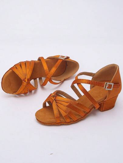 1 Pair Girls' Latin Dance Shoes, Soft Bottom, Indoor Dance Shoes