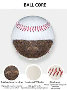 قطعة واحدة من مضارب التدريب الليلية للبيسبول ، قلب خشبي ناعم - أبيض - مشاهدة 7