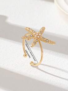 1pc Starfish Toe Ring, Women Beach Travel Foot Jewelry Accessories, Summer Vacation - Gold - View 3