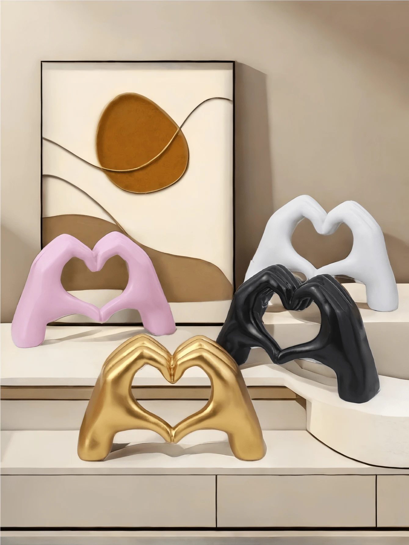 Hand Gesture Desk Statues Love Ornaments, Skull Couple Statue, Creative Wedding Home Desktop Decor, Heart Shape Hand Figurines For Living Room Shelf Coffee Table Centerpiece, Suitable For Home Decor, Bedroom Decor, Office And Students, The Best And Gift, Wintertime Valentine's Day Gift Birthday