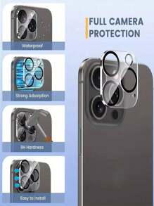4 en 1 Compatible con 11/12/13/14/15/16 Plus/Pro/Pro Max Protector de pantalla de vidrio templado + Protector de lente de cámara - Cobertura completa, anti-arañazos, accesorio para teléfono