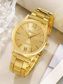 Lot de 5 montres pour femme, montre-bracelet en acier doré de luxe à la mode, ensemble de bracelets en alliage, à porter au quotidien, ensemble de bracelets de montre, cadeau pour fille