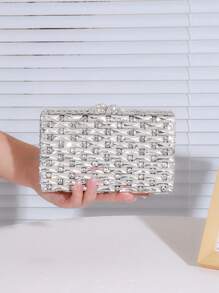 2025 Spring & Summer Fashionable New Luxurious Glittering High-End Elegant Glass Diamond Large Capacity Evening Clutch Bag, Women's Wallet, Glamorous Party Handbag, Exquisite Luxury Women's Crystal Handbag, Bridal Dress Bag, Fashion Lipstick And Perfume Handbag, Magnificent Sparkling Crystal Encrusted Handbag, All Handmade Metal Diamond Handbag, Suitable For High-Class Ladies To Attend Parties, Galas, Weddings, Gatherings And Banquets, Fits 6.5-Inch Smartphone