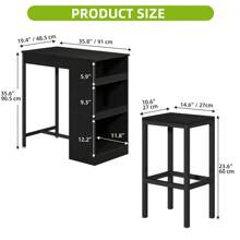 Yitahome Breakfast Bar Table, Bar Table Set With Bar Stools, 2, Bar Table And Stools Set Dining Bar Table Footrest And Storage Shelf For Kitchen Dining Room Pub Industrial Steel Frame - Black - View 3