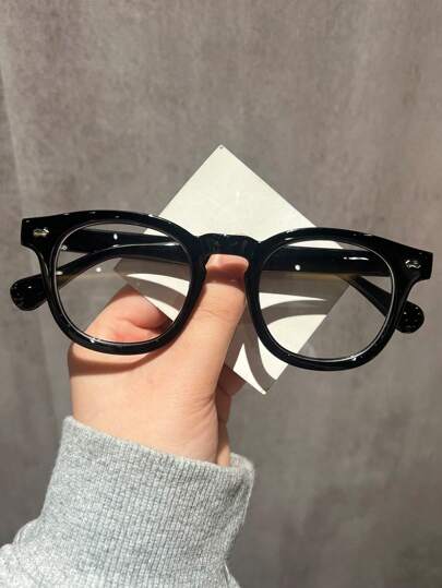 1 件/2 件/3 件/5 件女士迷你圆框超轻铆钉透明镜片抗疲劳时尚无度数眼镜，适合日常使用 - 电脑、电视、游戏、智能手机