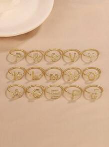 1pc Stylish Full Zirconia Letter Twist Circle Ring 925 Silver Ladies Jewelry, Multiple Choices, Suitable For Daily Wear And Attending Banquets, Birthday Gifts - Gold - View 4