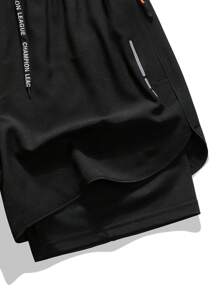 2pcs Men's Quick Dry Breathable Mesh Lined Basketball Gym Fitness Shorts, Summer Sports