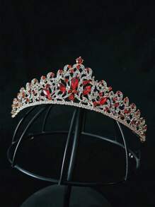 1pc Women's Red Multi-Function Casual Bridal Crown Headdress, Wedding Princess Tiara Headpiece, Luxurious, Elegant And Charming, Suitable For Bridal Photography And Weddings