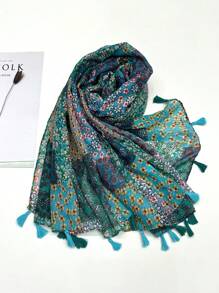 Women's Simple Printed Scarf, Fashion Scarf New Spring/Summer Sunscreen Beach Shawl, Linen Feel Shawl For Women - Multicolor - View 5