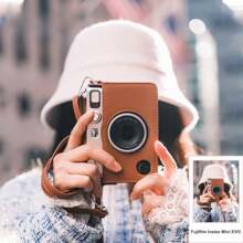Compatible With Fujifilm Inst Ax Mini EVO Camera Case, PU Leather Camera Bag Set With Adjustable Strap, Detachable Mini Photo Bag, Frames, Album And Screen Protector - Brown - View 7