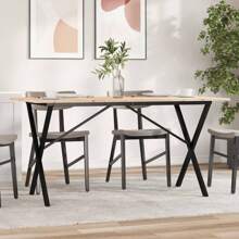 Table à manger structure en X 160x80x75 cm acier massif bois de pin