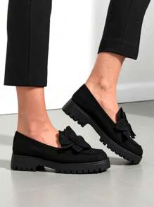 Royalfashionsuede Women's Moccasins With A Floverse Flower - Black - View 3