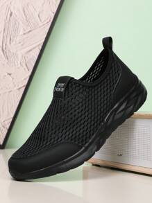 Giày thể thao Unisex Slip-On Casual, Giày thể thao lưới thoáng khí cho nam, Giày thể thao ngoài trời nhẹ phù hợp để mang hàng ngày, Size 36-45 - màu đen - Xem 6