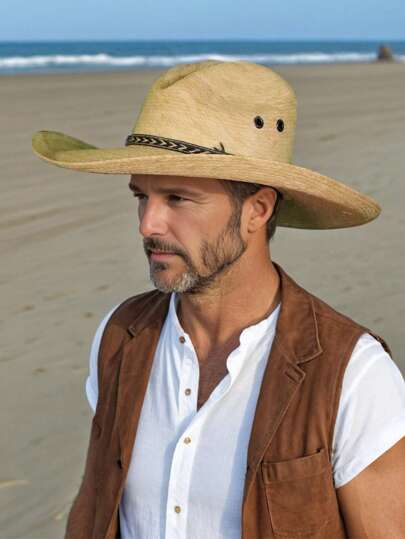 Sombrero Roba Vacas de Palma Fresco Ligero Playa Hombre Mujer Vaquero