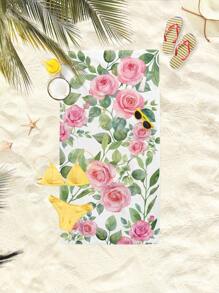 1pc Prachtige Bloemen Stranddeken, Extra Zachte Microvezel Extra Grote Strandhanddoek, Zeer Absorberende Badhanddoek, Geschikt Voor Reizen, Zwembad, Duiken, Surfen, Yoga, Kamperen, Verschillende Maten, Strandaccessoires Zomer, Vakantie