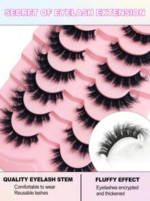 Asiteo 7 Pairs Of 6D Fluffy Artificial Mink Eyelashes Slim False Eyelashes Thick False Eyelashes Curling False Eyelashes 3D Natural False Eyelashes Suitable For Holiday Parties Halloween Christmas False Eyelashes Cat Eye Lashes For Various Occasions