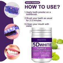 BHATCYK 1 件 5D 白色紫色牙齿清洁粉，牙齿美白，牙齿抛光牙齿深层清洁粉，日常生活用牙齿清洁粉。旅行，牙齿抛光牙齿深层清洁粉，日常生活用牙齿清洁粉。旅行