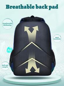 3pcs/Set Astronaut Themed Kids Backpack, Lunch Box Bag, Pencil Case Set, Lightweight Spacious Bookbag For Boys School, Back-To-School Essentials, Fit For 6-14 Years Old Students