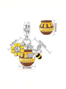 1 pieza Flor de primavera con baño electrolítico de moda, colgante lindo de abeja y olla de miel, regalo para el Día de la Madre y el Día del Padre