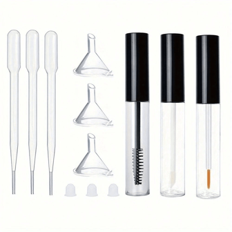 1/3 piezas Tubos de rímel vacíos de 10ml con cepillos para pestañas, envases para brillo de labios, para aceite de ricino, delineador de ojos, adhesivo para pestañas postizas, botellas rellenables, que incluyen 3 embudos y 3 cuentagotas, maquillaje, barato, decoración de habitación, tocador, viaje, dormitorio, accesorios de maquillaje, barato, relleno de calcetines, maquillaje, herramientas de maquillaje, cosas baratas, regalos, regalos para mujeres, regalos de Navidad